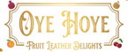 Logo of Oye Hoye Fruit Leather Delights with decorative elements on a white background